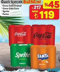 GAZLI İÇECEK KOLA 6X250 ML